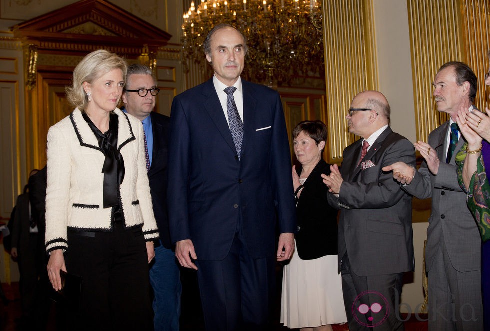 Astrid, Lorenzo y Laurent de Bélgica en la primera recepción del año 2014