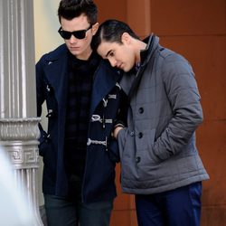 Chris Colfer y Darren Criss en la grabación de 'Glee'
