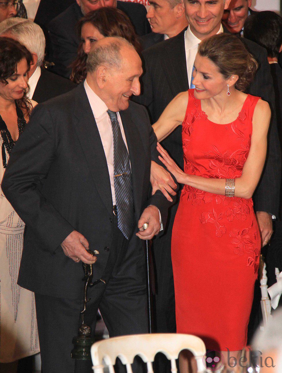 La Princesa Letizia con el empresario de 101 años Miguel Pérez