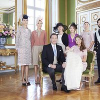 Magdalena de Suecia y Chris O'Neill con su hija y sus hermanos en el bautizo de la Princesa Leonor