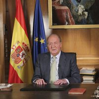 El Rey Juan Carlos durante el mensaje en el que anunció su abdicación