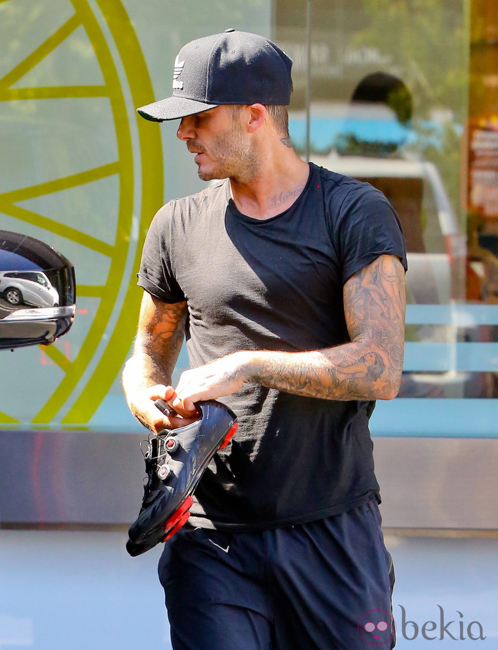 David Beckham tras su entrenamiento en el SoulCycle de Los Angeles