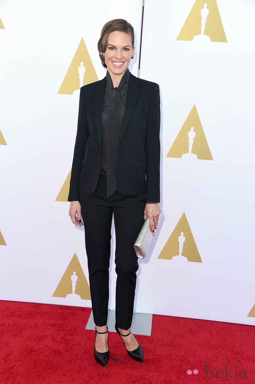 Hilary Swank en una fiesta organizada por la exposición Hollywood Costume