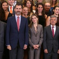 Los Reyes Felipe y Letizia en una audiencia antes del Día de la Hispanidad 2014