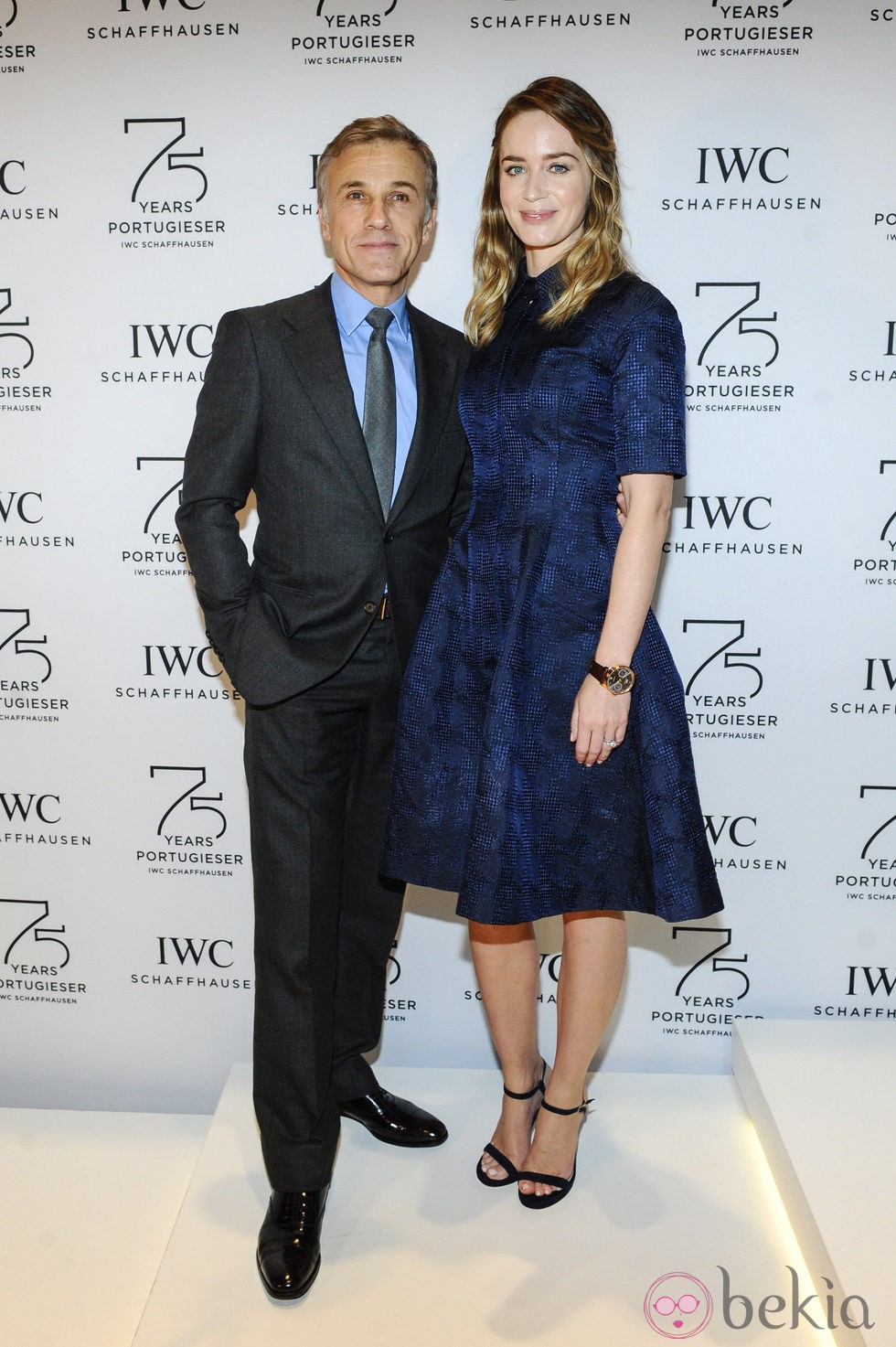 Christoph Waltz y Emily Blunt en el Salón de la Alta Relojería de Ginebra