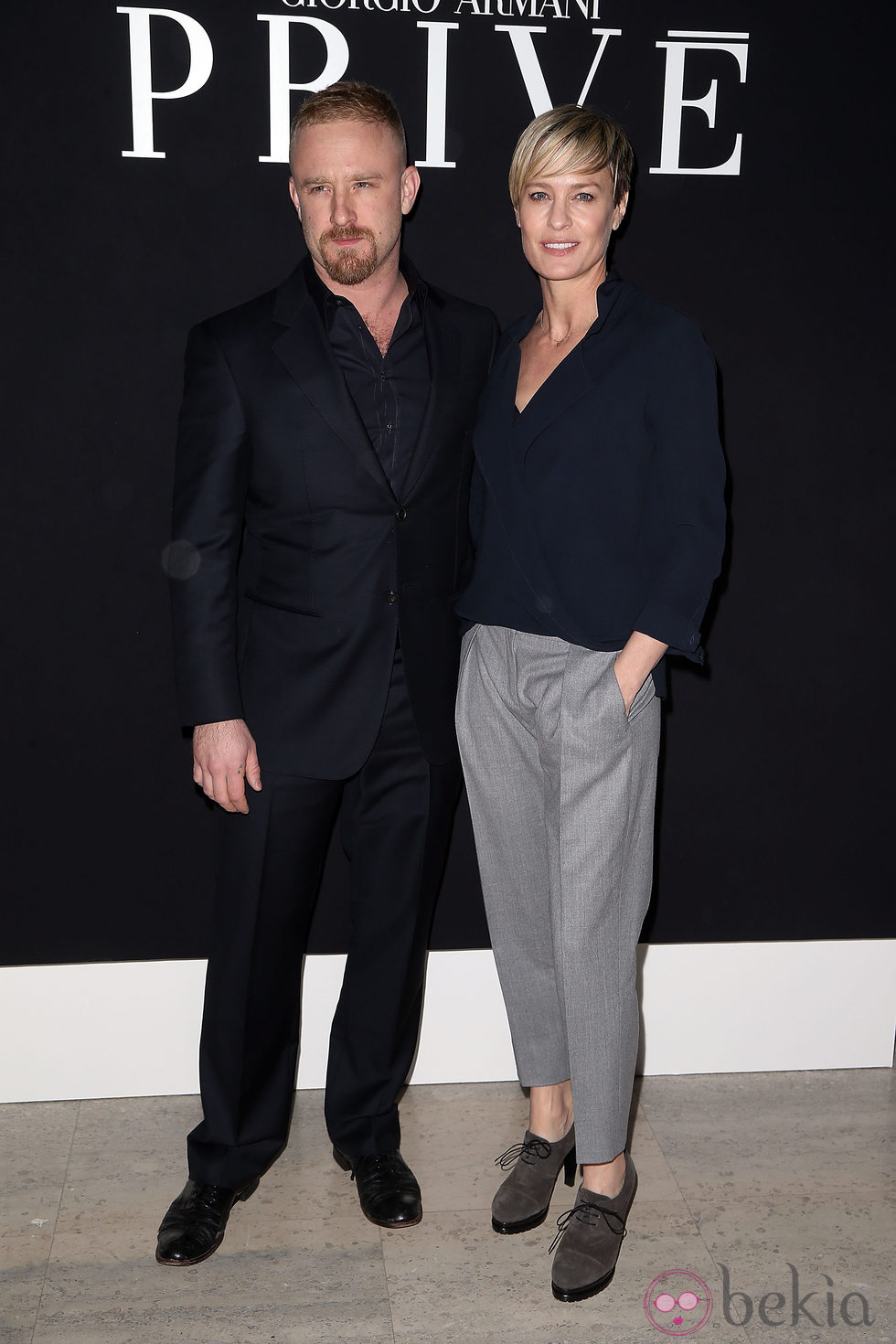 Robin Wright y Ben Foster en el desfile de Armani en la Semana de la Alta Costura primavera/verano 2015