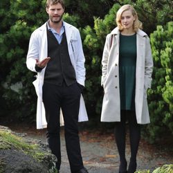 Jamie Dornan y Sarah Gadon en el rodaje de 'The 9th Life of Louis Drax'
