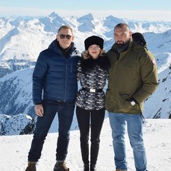 Daniel Craig, Léa Seydoux y Dave Bautista en el rodaje de 'Spectre' en Austria