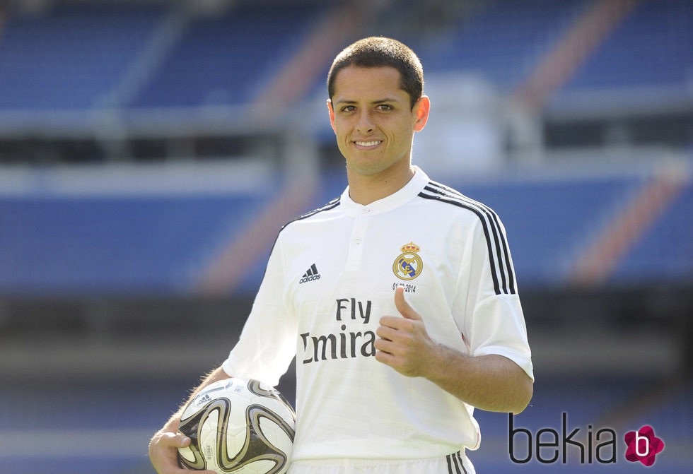 Javier Hernández 'Chicharito' en su presentación como jugador del Real Madrid