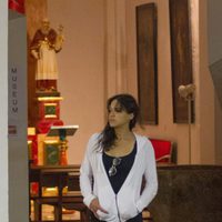 Michelle Rodriguez saliendo de una iglesia de Ibiza