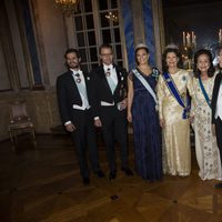 La Familia Real Sueca con el presidente de Túnez y su mujer en una cena de gala