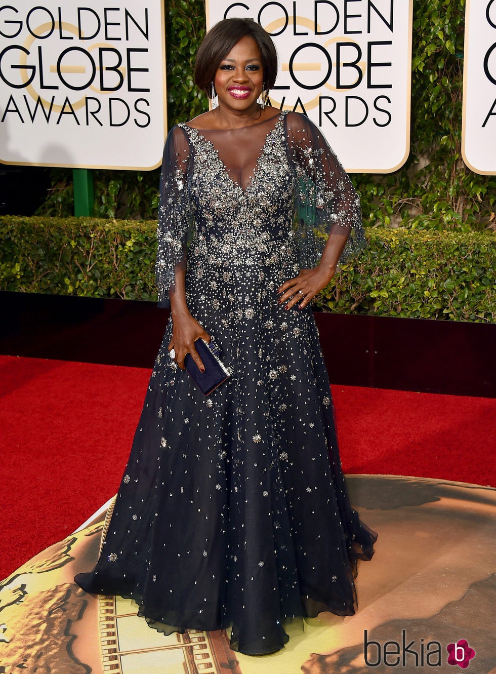 Viola Davis en la alfombra roja de los Globos de Oro 2016