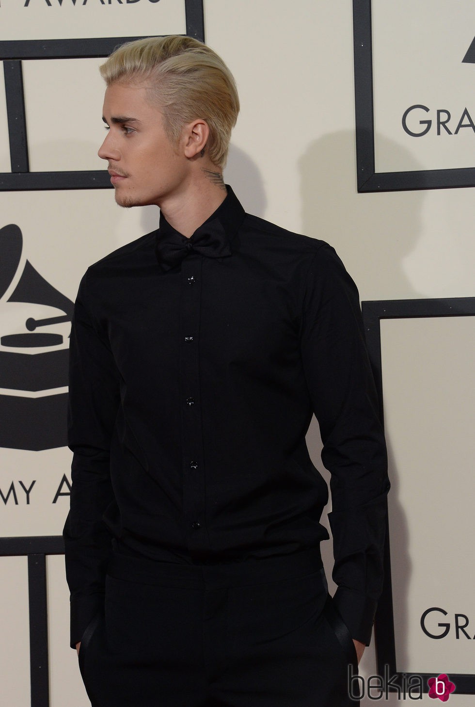 Justin Bieber a su llegada a los Grammy 2016