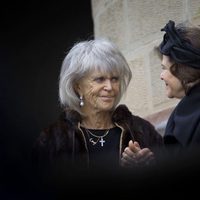 Brígida de Suecia y la Reina Silvia de Suecia en el funeral de Juan Jorge de Hohenzollern-Sigmaringen