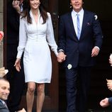 Paul McCartney y Nancy Shevell a la salida de la Iglesia