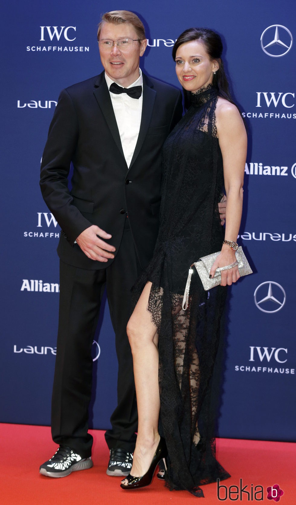 Mika Hakkinen y Marketa Remesova en los Premios Laureus 2016 en Berlín