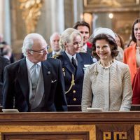 Los Reyes de Suecia y Carlos Felipe de Suecia en el Te Deum por el nacimiento del Príncipe Alejandro