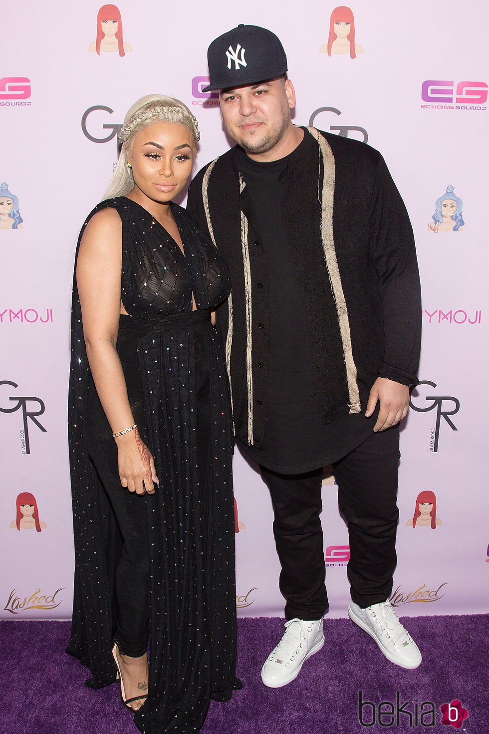 Blac Chyna y Rob Kardashian en la presentación de su emoji 'Chymoji'